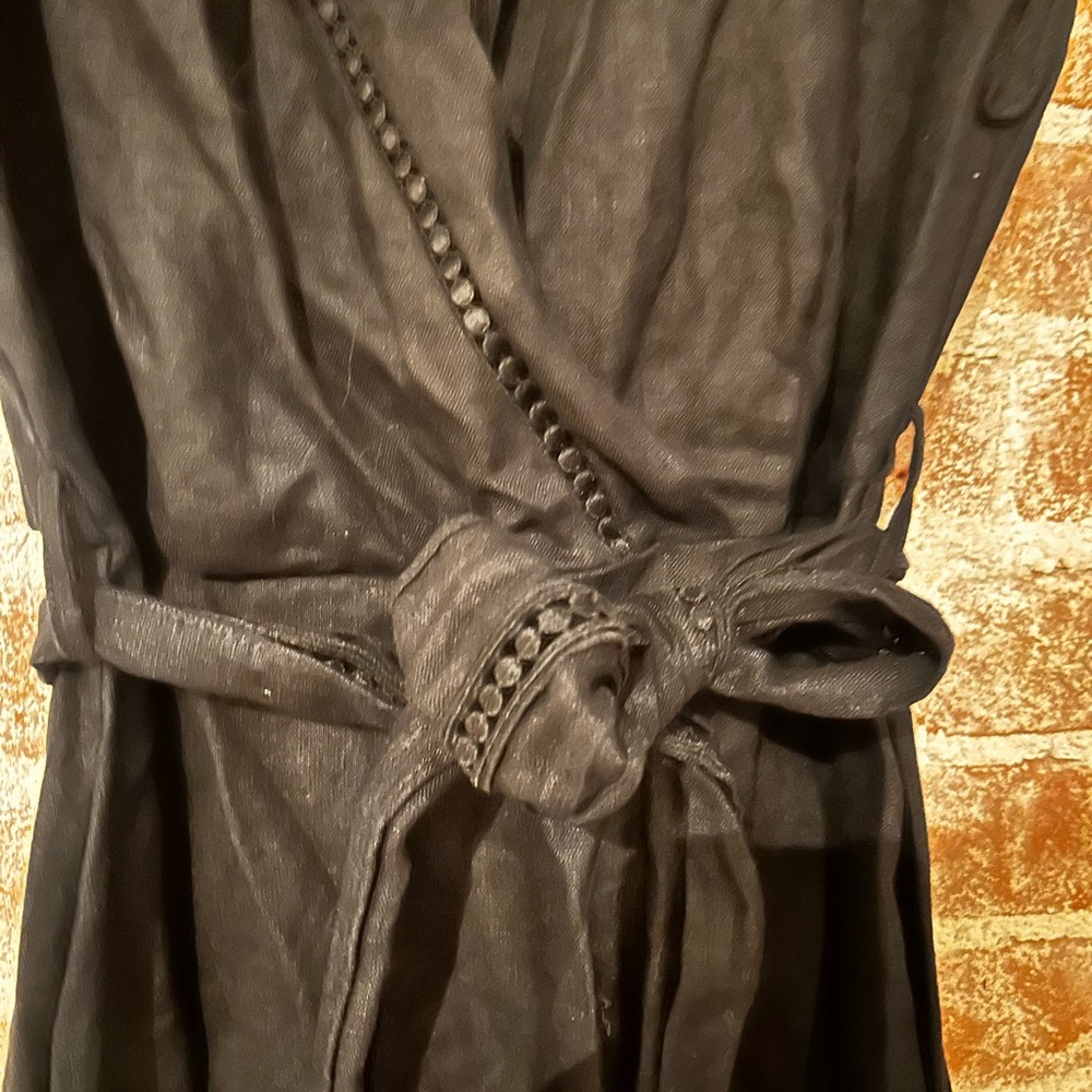 Mango Black Maxi Dress with Waist Tie - Picture 2 of 4